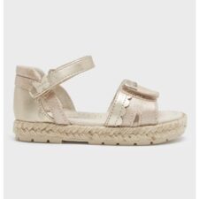 Sandale tip espadrile de piele ecologica si material textil cu velcro