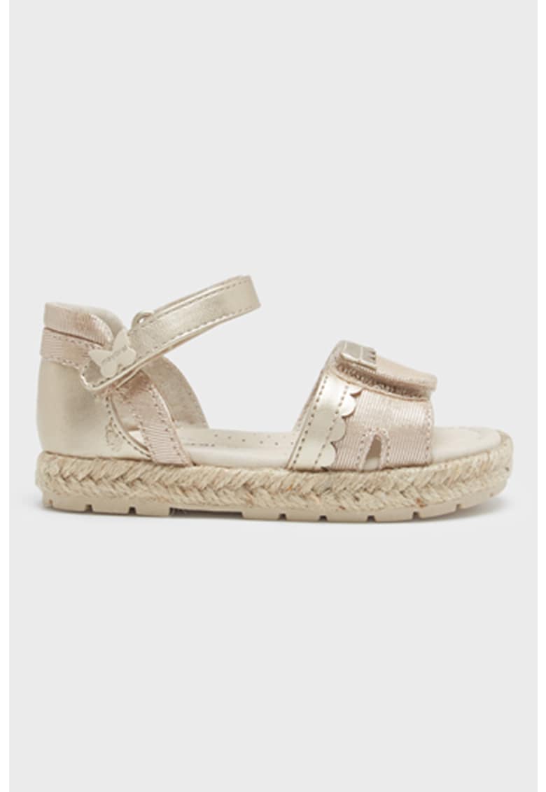 Sandale tip espadrile de piele ecologica si material textil cu velcro 1 Sandale tip espadrile de piele ecologica si material textil cu velcro