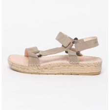 Sandale tip espadrile de piele intoarsa