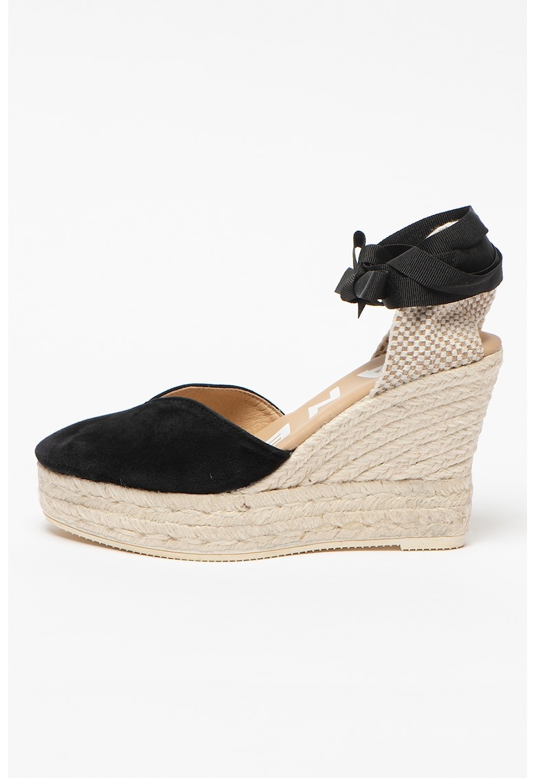 Sandale tip espadrile de piele intoarsa cu talpa wedge Hamptons 1 Sandale tip espadrile de piele intoarsa cu talpa wedge Hamptons