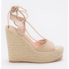 Sandale tip espadrile din piele cu talpa wedge Jade