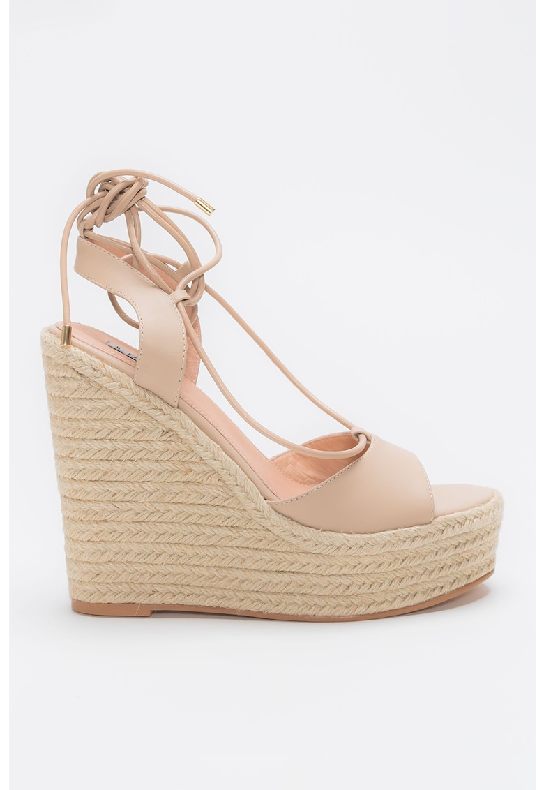 Sandale tip espadrile din piele cu talpa wedge Jade 1 Sandale tip espadrile din piele cu talpa wedge Jade