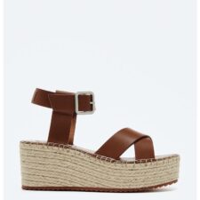 Sandale tip espadrile din piele ecologica cu talpa wedge