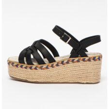 Sandale tip espadrile din piele ecologica cu talpa wedge Obi