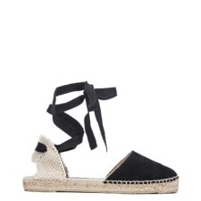 Sandale tip espadrile din piele intoarsa