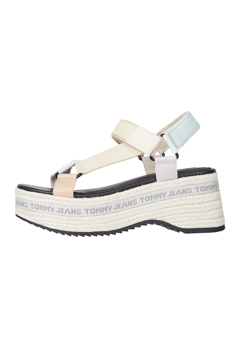 Sandale tip espadrile din piele si material textil 1 Sandale tip espadrile din piele si material textil