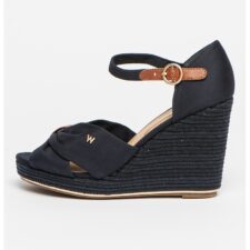 Sandale tip espadrile wedge cu detaliu monograma discret Raval