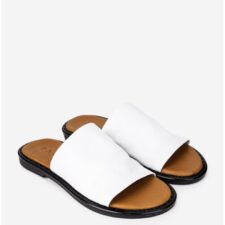 Sandale tip papuc dama albe din piele naturala