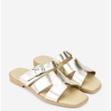 Sandale tip papuc dama din piele aurie