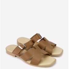 Sandale tip papuc dama din piele maro