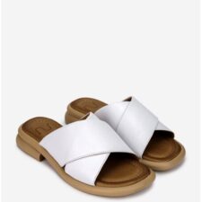 Sandale tip papuc dama din piele naturala alba