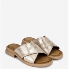 Sandale tip papuc dama  din piele naturala aurie