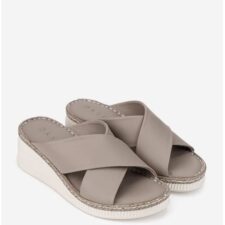 Sandale tip papuc dama din piele naturala gri