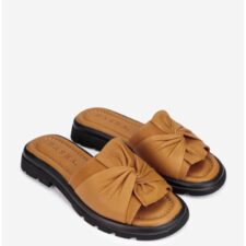 Sandale tip papuc dama din piele naturala maro