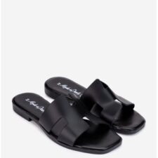 Sandale tip papuc dama din piele neagra