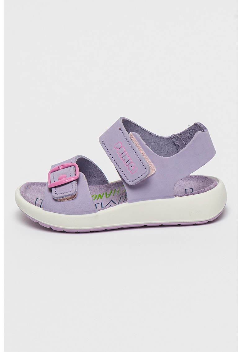 Sandale uni de piele cu velcro 1 Sandale uni de piele cu velcro