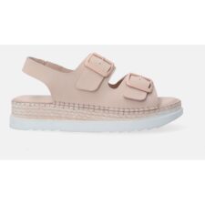 Sandale uni din piele cu design cu catarame