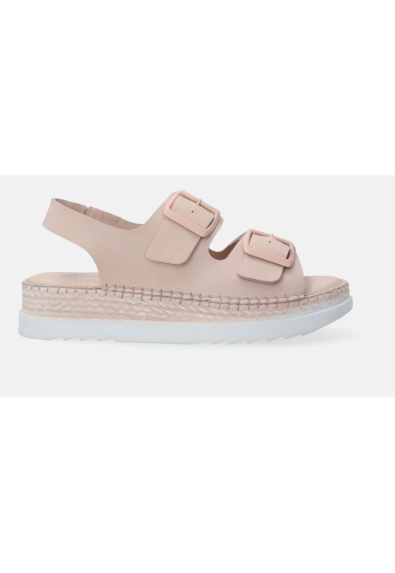 Sandale uni din piele cu design cu catarame 1 Sandale uni din piele cu design cu catarame