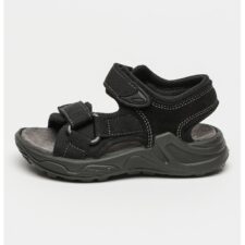 Sandale uni din piele intoarsa si material textil