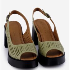 Sandale verzi din piele naturala cu perforatii 38