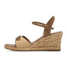 Sandale wedge cu aplicatii de iuta cu aspect impletit