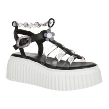 Sandale wedge cu bareta de margele la nivelul gleznei Ester