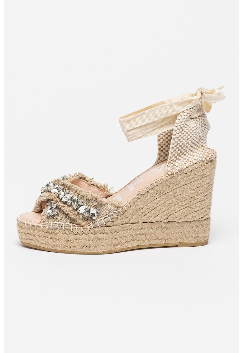 Sandale wedge cu bareta pe glezna si aplicatii de strasuri Capri 1 Sandale wedge cu bareta pe glezna si aplicatii de strasuri Capri