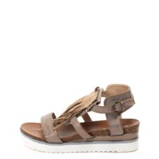 Sandale wedge cu bareta pe glezna si franjuri Guya