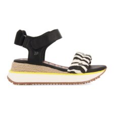 Sandale wedge cu detalii animal print Cebra