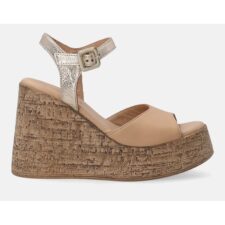 Sandale wedge cu detaliu metalizat