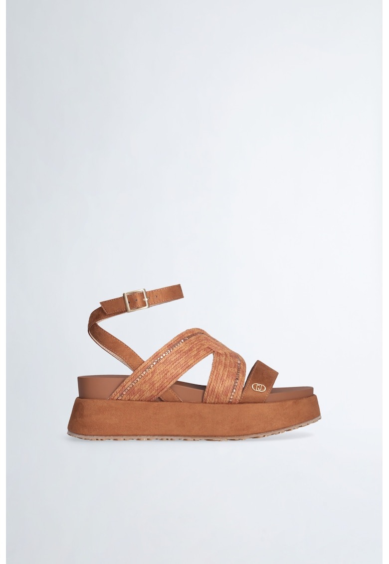 Sandale wedge cu insertie de rafie 1 Sandale wedge cu insertie de rafie