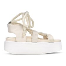 Sandale wedge cu insertii de piele