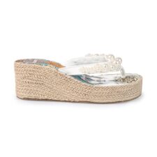 Sandale wedge cu margele