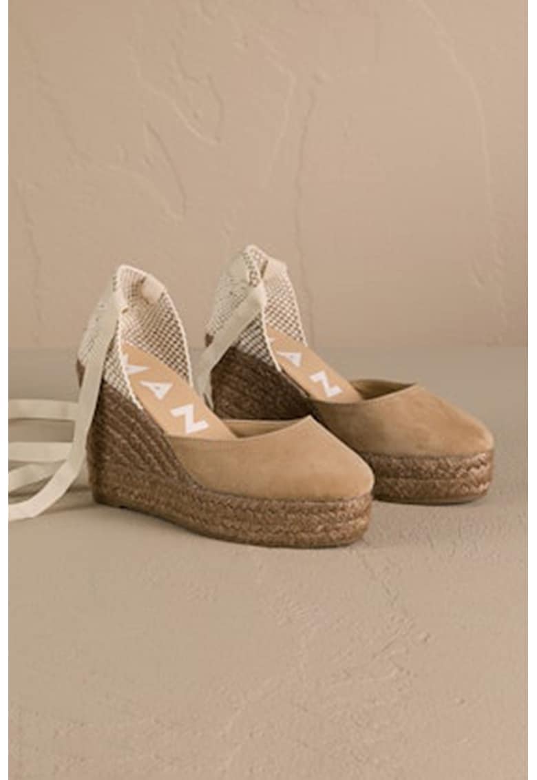 Sandale wedge de piele cu bareta infasurabila 1 Sandale wedge de piele cu bareta infasurabila