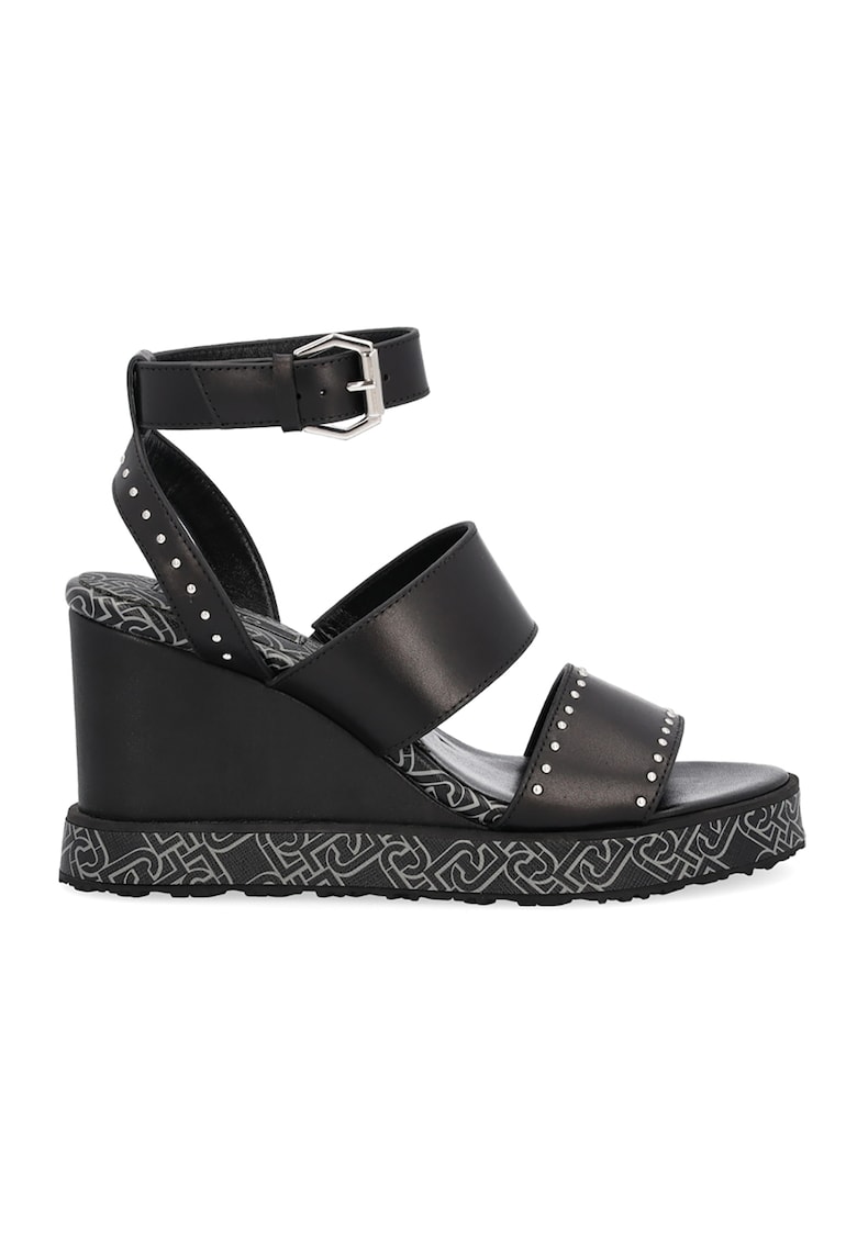 Sandale wedge de piele cu bareta pe glezna 1 Sandale wedge de piele cu bareta pe glezna