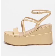 Sandale wedge de piele cu barete multiple