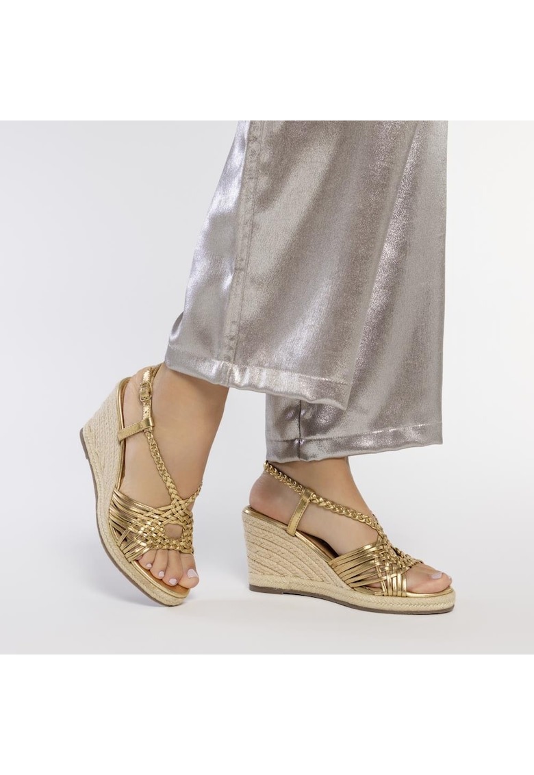 Sandale wedge de piele cu design impletit Gilde 1 Sandale wedge de piele cu design impletit Gilde