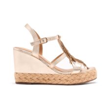 Sandale wedge de piele cu franjuri