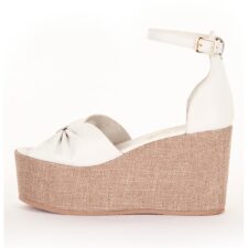 Sandale wedge de piele cu funda Stella