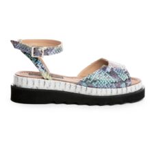 Sandale wedge de piele cu imprimeu piele de sarpe Brooklyn