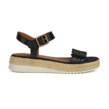 Sandale wedge de piele cu model perfoat