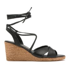 Sandale wedge de piele cu sireturi