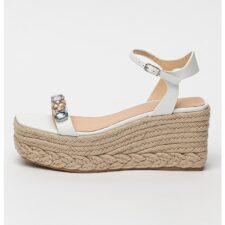 Sandale wedge de piele cu strasuri Osia