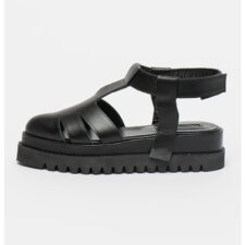 Sandale wedge de piele cu velcro