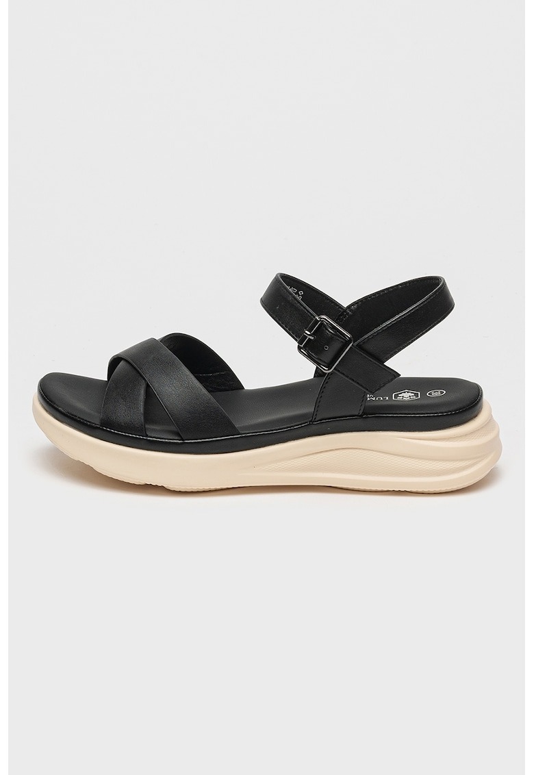 Sandale wedge de piele ecologica Nilla 1 Sandale wedge de piele ecologica Nilla