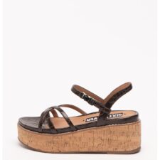 Sandale wedge de piele ecologica Yeko