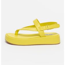 Sandale wedge de piele ecologica cu bareta separatoare Big Time