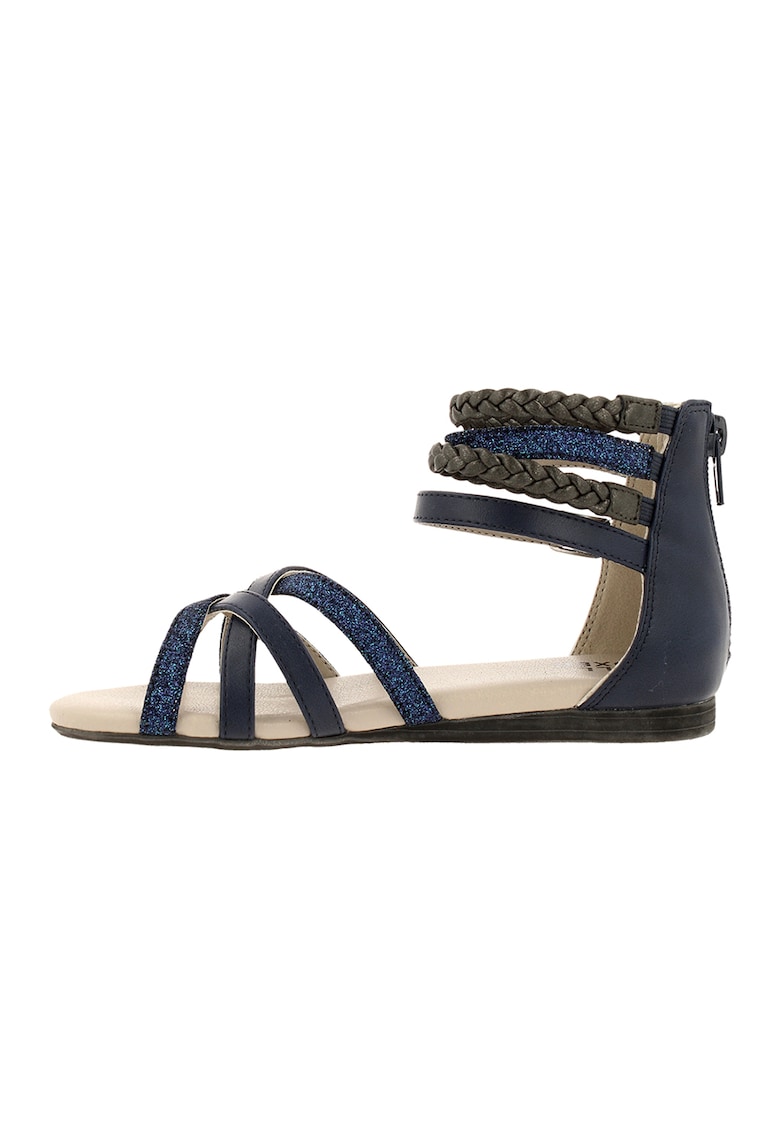 Sandale wedge de piele ecologica cu barete incrucisate 1 Sandale wedge de piele ecologica cu barete incrucisate