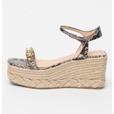 Sandale wedge de piele ecologica cu strasuri Osia