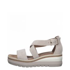 Sandale wedge de piele intoarsa cu barete incrucisate